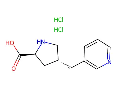 (2S,4R)-4-(pyridin-3-ylmethyl)pyrrolidine-2-carboxylic acid dihydrochloride structure