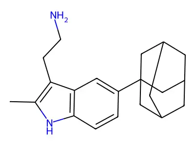 2-[2-methyl-5-(tricyclo[3.3.1.1~3,7~]dec-1-yl)-1H-indol-3-yl]ethanamine structure