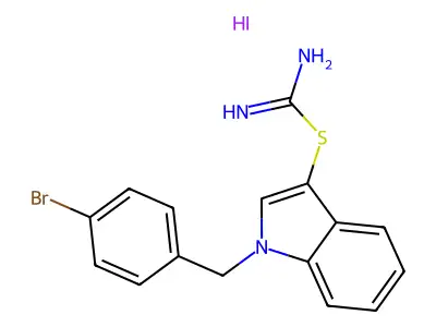 1-(4-bromobenzyl)-1H-indol-3-yl carbamimidothioate hydroiodide structure