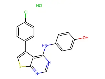 4-(5-(4-Chlorophenyl)thieno[2,3-d]pyrimidin-4-ylamino)phenol hydrochloride structure