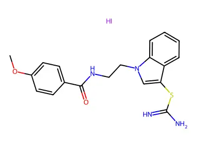 1-(2-(4-methoxybenzamido)ethyl)-1H-indol-3-yl carbamimidothioate hydroiodide structure