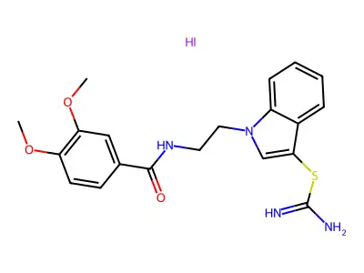 1-(2-(3,4-dimethoxybenzamido)ethyl)-1H-indol-3-yl carbamimidothioate hydroiodide structure