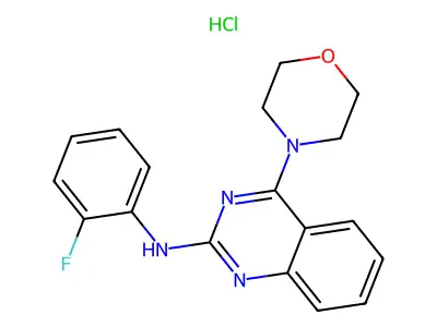 N-(2-fluorophenyl)-4-morpholinoquinazolin-2-amine hydrochloride structure