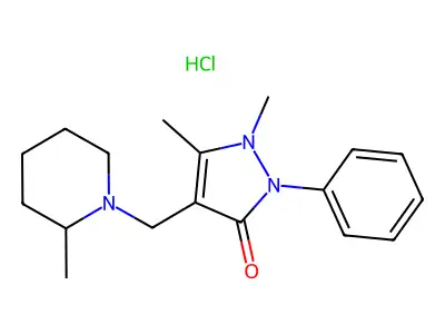 1,5-dimethyl-4-[(2-methyl-1-piperidyl)methyl]-2-phenyl-pyrazol-3-one Hydrochloride structure