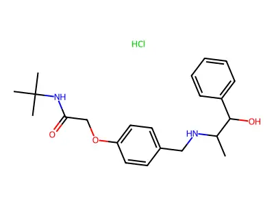 N-tert-butyl-2-[4-[[(1-hydroxy-1-phenylpropan-2-yl)amino]methyl]phenoxy]acetamide;hydrochloride structure