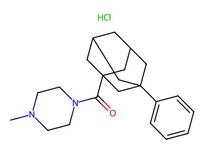 1-Methyl-4-[(3-phenyl-1-adamantyl)carbonyl]piperazine hydrochloride structure