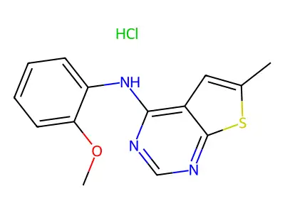 N-(2-methoxyphenyl)-6-methylthieno[2,3-d]pyrimidin-4-amine hydrochloride structure
