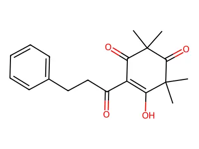 4-Cyclohexene-1,3-dione, 5-hydroxy-2,2,6,6-tetramethyl-4-(1-oxo-3-phenylpropyl)- structure