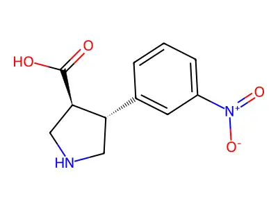 Trans-4-(3-nitrophenyl)pyrrolidine-3-carboxylic acid structure