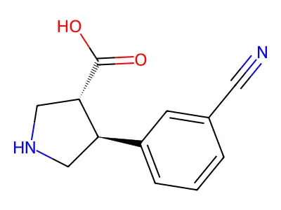 (3S,4R)-4-(3-cyanophenyl)pyrrolidine-3-carboxylic acid structure
