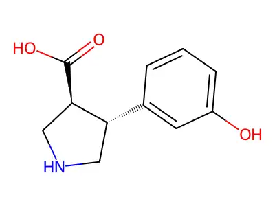 (3S,4R)-4-(3-hydroxyphenyl)pyrrolidine-3-carboxylic acid structure