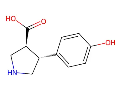 rac-(3R,4S)-4-(4-hydroxyphenyl)pyrrolidine-3-carboxylic acid structure