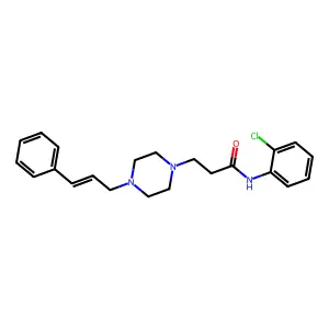 N-(2-chlorophenyl)-3-[4-[(E)-3-phenylprop-2-enyl]piperazin-1-yl]propanamide structure