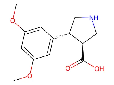(3S,4R)-4-(3,5-dimethoxyphenyl)pyrrolidine-3-carboxylic acid structure