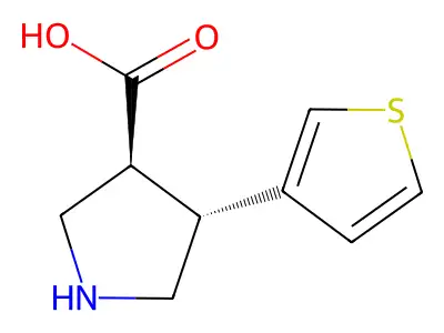 rac-(3R,4S)-4-(thiophen-3-yl)pyrrolidine-3-carboxylic acid structure