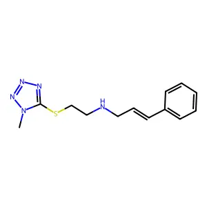 (E)-N-[2-(1-methyltetrazol-5-yl)sulfanylethyl]-3-phenylprop-2-en-1-amine structure