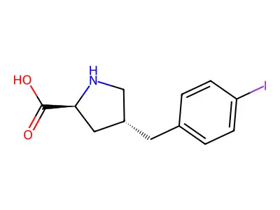 (2S,4R)-4-(4-Iodobenzyl)pyrrolidine-2-carboxylic acid structure