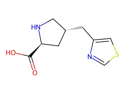 (2S,4S)-4-(Thiazol-4-ylmethyl)pyrrolidine-2-carboxylic acid structure