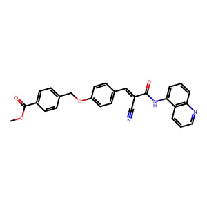 methyl 4-[(4-{2-cyano-2-[(quinolin-5-yl)carbamoyl]eth-1-en-1-yl}phenoxy)methyl]benzoate structure