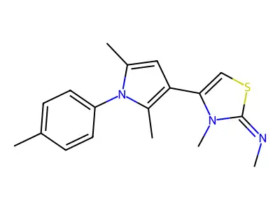 4-[2,5-dimethyl-1-(4-methylphenyl)pyrrol-3-yl]-N,3-dimethyl-1,3-thiazol-2-imine structure