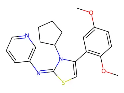 3-cyclopentyl-4-(2,5-dimethoxyphenyl)-N-pyridin-3-yl-1,3-thiazol-2-imine structure