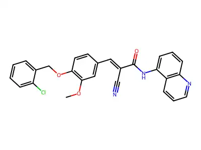 (E)-3-[4-[(2-chlorophenyl)methoxy]-3-methoxyphenyl]-2-cyano-N-quinolin-5-ylprop-2-enamide structure