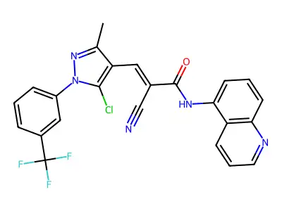 (E)-3-[5-chloro-3-methyl-1-[3-(trifluoromethyl)phenyl]pyrazol-4-yl]-2-cyano-N-quinolin-5-ylprop-2-enamide structure
