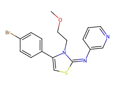 4-(4-bromophenyl)-3-(2-methoxyethyl)-N-pyridin-3-yl-1,3-thiazol-2-imine structure