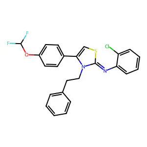 BENZENAMINE, 2-CHLORO-N-[4-[4-(DIFLUOROMETHOXY)PHENYL]-3-(2-PHENYLETHYL)-2(3H)-THIAZOLYLIDENE] structure