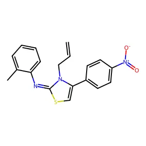N-(2-methylphenyl)-4-(4-nitrophenyl)-3-prop-2-enyl-1,3-thiazol-2-imine structure