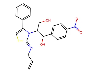 1-(4-nitrophenyl)-2-(4-phenyl-2-prop-2-enylimino-1,3-thiazol-3-yl)propane-1,3-diol structure