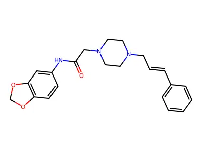 N-(1,3-benzodioxol-5-yl)-2-[4-[(E)-3-phenylprop-2-enyl]piperazin-1-yl]acetamide structure