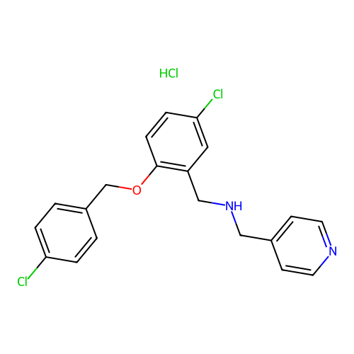 N-(5-chloro-2-((4-chlorobenzyl)oxy)benzyl)-1-(pyridin-4-yl)methanamine hydrochloride structure