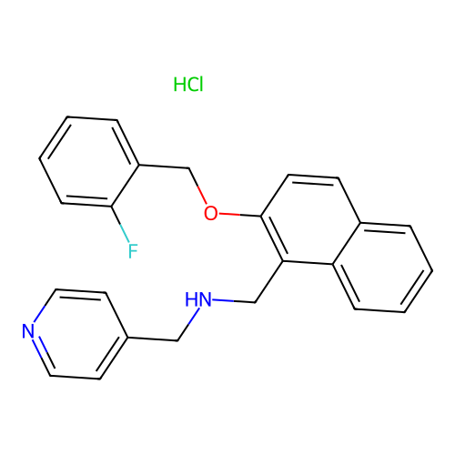 1-(2-((2-fluorobenzyl)oxy)naphthalen-1-yl)-N-(pyridin-4-ylmethyl)methanamine hydrochloride structure