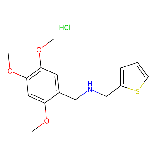 1-(thiophen-2-yl)-N-(2,4,5-trimethoxybenzyl)methanamine hydrochloride structure