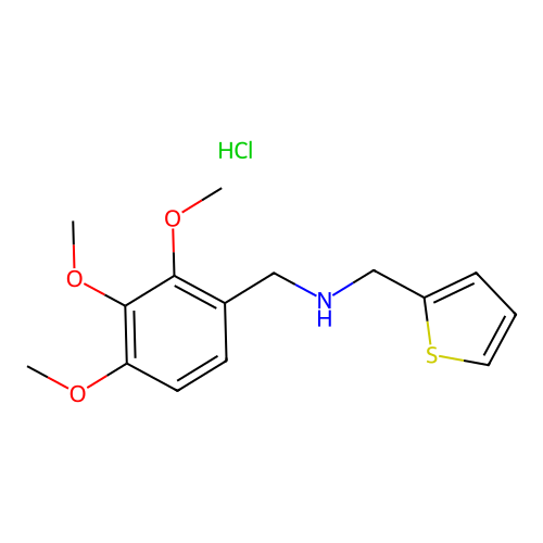 1-(thiophen-2-yl)-N-(2,3,4-trimethoxybenzyl)methanamine hydrochloride structure