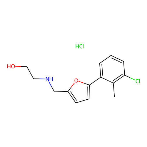 2-(((5-(3-Chloro-2-methylphenyl)furan-2-yl)methyl)amino)ethanol hydrochloride structure