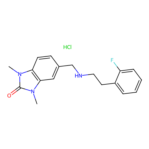 5-[[2-(2-fluorophenyl)ethylamino]methyl]-1,3-dimethyl-benzoimidazol-2-one Hydrochloride structure