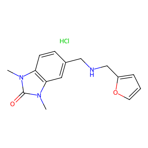 5-{[(FURAN-2-YLMETHYL)-AMINO]-METHYL}-1,3-DIMETHYL-1,3-DIHYDRO-BENZOIMIDAZOL-2-ONE HYDROCHLORIDE structure