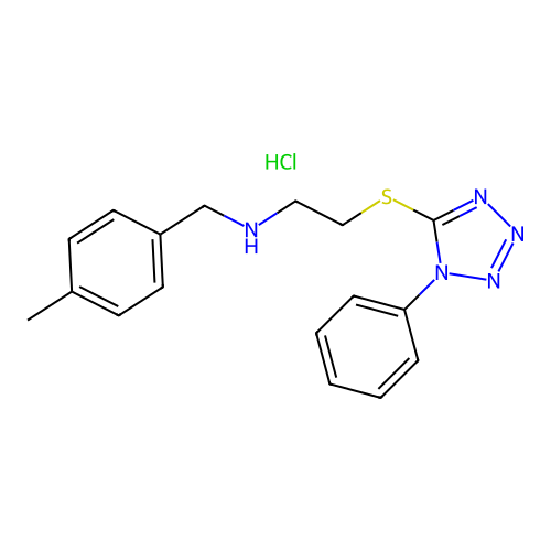 N-(4-methylbenzyl)-2-((1-phenyl-1H-tetrazol-5-yl)thio)ethanamine hydrochloride structure