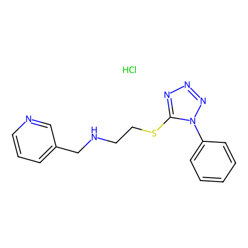 2-(1-phenyltetrazol-5-yl)sulfanyl-N-(pyridin-3-ylmethyl)ethanamine Hydrochloride structure