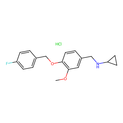 N-(4-((4-fluorobenzyl)oxy)-3-methoxybenzyl)cyclopropanamine hydrochloride structure