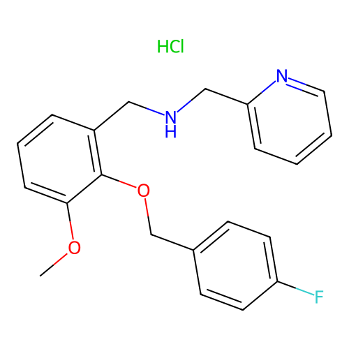 N-(2-((4-fluorobenzyl)oxy)-3-methoxybenzyl)-1-(pyridin-2-yl)methanamine hydrochloride structure