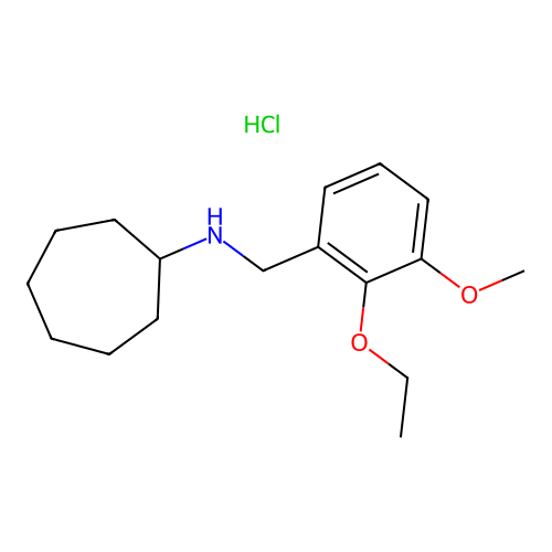 N-(2-ethoxy-3-methoxybenzyl)cycloheptanamine hydrochloride structure