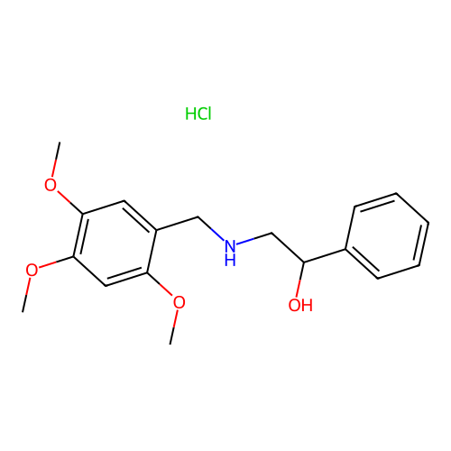 1-Phenyl-2-((2,4,5-trimethoxybenzyl)amino)ethanol hydrochloride structure