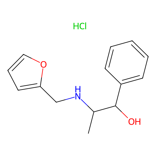 2-(Furan-2-ylmethylamino)-1-phenylpropan-1-ol;hydrochloride structure