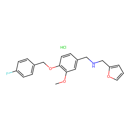 1-[4-[(4-fluorophenyl)methoxy]-3-methoxy-phenyl]-N-(2-furylmethyl)methanamine Hydrochloride structure