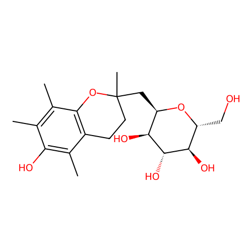 2-(alpha-D-glucopyranosyl)methyl-2,5,7,8-tetramethylchroman-6-ol structure