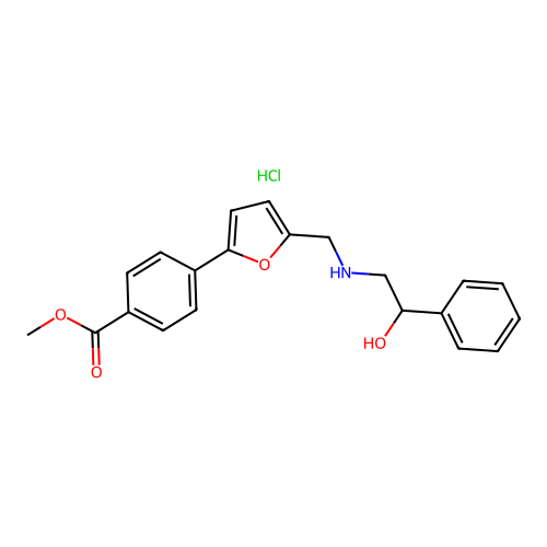 methyl 4-(5-(((2-hydroxy-2-phenylethyl)amino)methyl)furan-2-yl)benzoate hydrochloride structure
