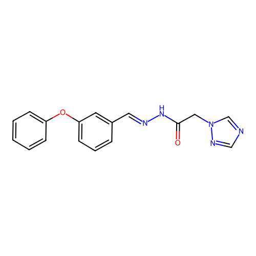 N'-[(E)-(3-phenoxyphenyl)methylidene]-2-(1H-1,2,4-triazol-1-yl)acetohydrazide structure
